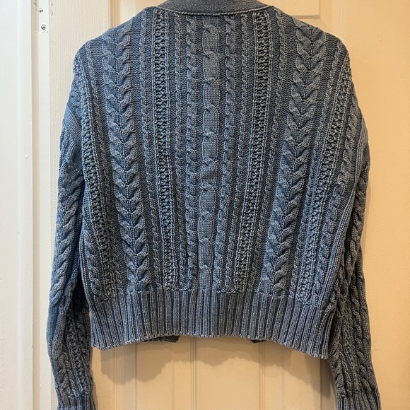 Alex Mill Denim Blue Cable Knit Cardigan - Picture 4 of 4
